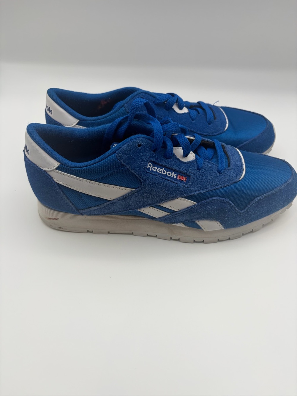 Reebok Youth Size 7 Royal Blue Suede & Mesh Sneakers with White Accents